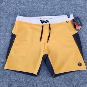 ROARK The Boatman 17" Board Shorts sz 36 Gold‎ Black colorblock Swim Trunks NWT